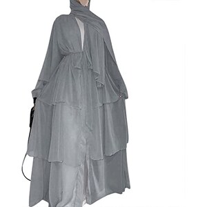 LINGYU Abito Maxi Da Donna Musulmano Abaya Manica Lunga Jilbab Abaya