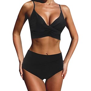TAN.TOMI Bikini Donna Floreale Scollo A V | Effetto Avvolgente Con Lacci | Imbottita Rimovibile | Vita Bassa Cheeky - 3
