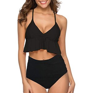 Costume Da Bagno Tankini Donne - Top Con Volant E Fondo Vita Alta - Foto 10