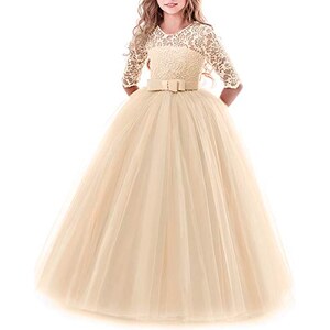 IBTOM CASTLE Vestito Elegante Gonna Lunga Abito Cerimonia Bambina Vestito Principessa Battesimo Damigella Bambina Comunione Vestiti Vestito Stratificato Tulle Tutu Abito Blu Zaffiro-a 11-12 Anni