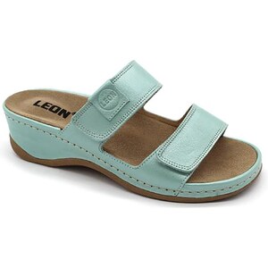 Sandali Zoccoli LEON 5010 In Vera Pelle Per Donna - Con Cinghie Regolabili In Velcro E Suola Antiscivolo