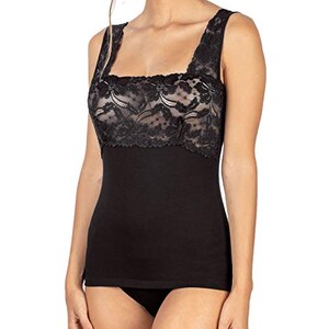 EGI Canotta Donna In Cotone Modal Con Pizzo Sul Seno - Spallina Larga, Sottogiacca - Prodotta In Italia - Colore Grigio, Taglie S-XL - 4