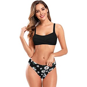 Bikini A Due Pezzi Cupshe Per Donna, Top A Fascia Con Spalline Rimovibili, Fondo A Vita Media - Costume Da Bagno Estivo Elegante Per Spiaggia E Piscina