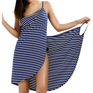 JasmyGirls Costume Da Bagno Intero Sexy Monokini A Righe Con Micro-rete, Taglia Unica - 3