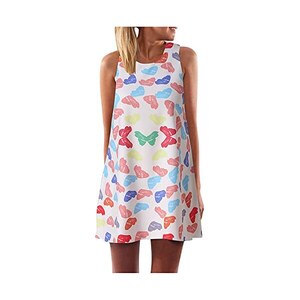 AMhomely Abito estivo da donna, casual, senza maniche, maglietta