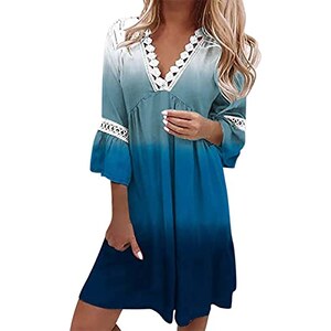 MRULIC Abiti lunghi al polpaccio Abiti estivi da donna per il 2022 Abito in stile etnico con