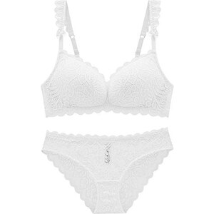 Lingerie Donna Sexy In Pizzo - Reggiseno Push Up Con Ferretto E Slip Coordinato, Completo Intimo Elegante