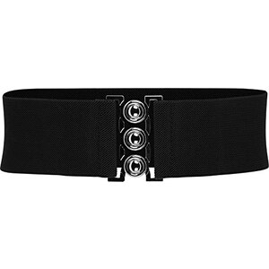 BlackButterfly Largo Elastico Allungare Metallo Costellato Gancio Fibbia Cintura (Bianco, S