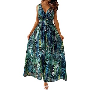 Zeagoo Abito Estate Donna Fiori Bohémien - Maniche 3/4 In Viscosa Morbida E Traspirante