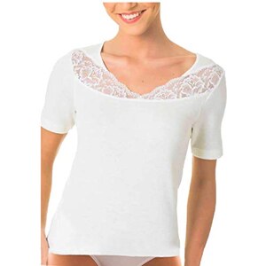 Maglia Intima Donna In Lana E Cotone - Mezza Manica, Modello Classico, Caldissima (5110 26)