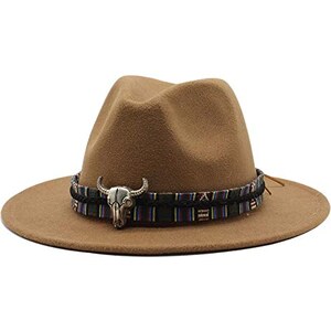 Cappello Fedora a Tesa Larga per Donna Cappello in Feltro di Lana Tinta Unita per Uomo Autunno Inverno Panama