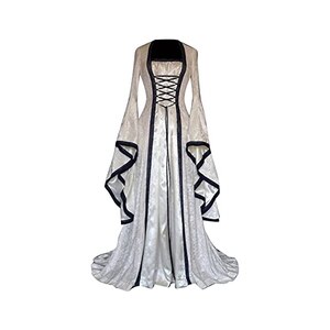 SCARLET DARKNESS Abito Donna Medievale Spalle Scoperte - Vestito Lungo In Cotone Con Maniche Corte A Sbuffo E Tasche Laterali