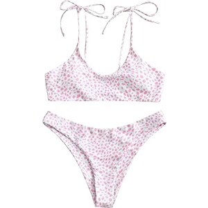 Fanuerg Bikini da donna a vita alta con coulisse controllo pancia