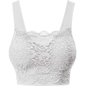 YANDW Reggiseno con imbottura spessa, in pizzo floreale e