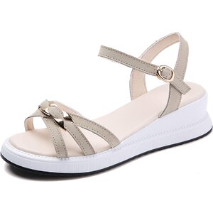 Sandali Con Plateau Donna - Punta Aperta E Cinturino Alla Caviglia - Traspiranti E Antiscivolo - Foto 7