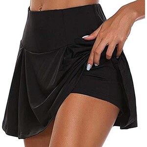 Monbessi Gonna Tennis Donna Con Pantaloncino - Skort Sportivo Vita Alta, Tasche, Per Corsa E Allenamento