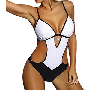 Costume Intero Donna Scollo A U - Costume Da Bagno Sportivo, Gamba Alta