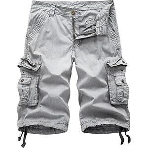 1 pezzo Pantaloni cargo uomo tinta una, multi-tasche, casual, morbidi