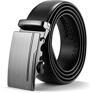 GOODSALEOK BLISSION Cintura Uomo Cintura Automatica In Pelle A Cricchetto Per Abito Business Nero Cintura Uomo Compleanno Motivo in Fibra di Carbonio (Nero)-105cm