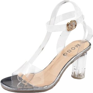 Sandali con Tacco Alto Donna, Sandali Peep Toe Casuale Zeppa Slingback Scarpe Senza Chiusura Trasparente, 11295Gpn Argento Numero 31 EU