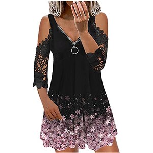 Abito Corto Donna Bohoo Floreale Maniche Corte – Vestito Estivo Casual Con Scollo A V, Rosso, Taglia S, Per Spiaggia E Feste