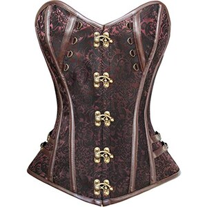 Halbbrust Korsett Schwarz Leder Corsage Gothic Halfbust Leather - Foto 9