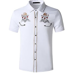 Henley Camicia Uomo Maniche Corte, Casuale Con Bottoni E Tasca, Blu Marino, 3XL