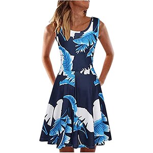 Abiti Donna Estivi Eleganti Abiti Da Donna A Trapezio Floreale Maniche Corte Tasche H 849020 - 5