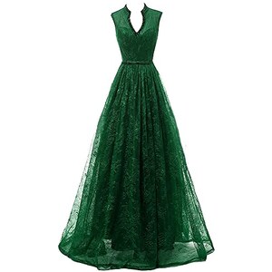 Abito Donna Scollo A V Per Madre Sposa - Chiffon, Pizzo, Applique, Abito Formale Lungo - Foto 5