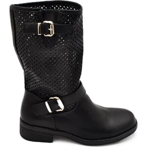 Stivali da uomo a metà polpaccio Stivali con cinturino con fibbia in pelle di design Stivali da moto di moda per uomo Stivali milari alti Botas
