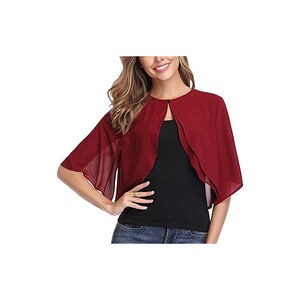 Coprispalle In Chiffon Ladiery Donna - Bolero Aperto, Maniche Corte, Per Matrimoni, Serate