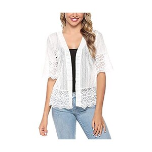 Bolero Donna Estivo In Maglia - Coprispalle Elegante Con Bottoni, Maniche Corte, 70% Viscosa - Foto 3