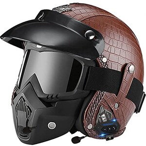 Casco Jet Moto con occhiali, ECE/DOT Certification Vintage Caschi Moto Scooter per Donna e Uomo Demi Jet, Adatto per Quattro Stagioni A,M