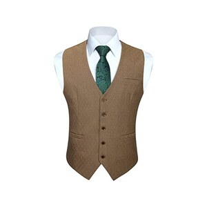 HISDERN Heren formeel trouwparti gilet katoenen effen kleur vest, Zwart, L