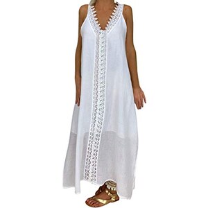 SweatyRocks Abito Lungo Estivo In Pizzo Floreale Con Spacco, Elegante Maxi Abito Da Festa