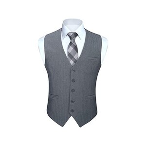 Hisdern Gilet Grigio Da Uomo Elegante Tinta Unita Classico Panciotto