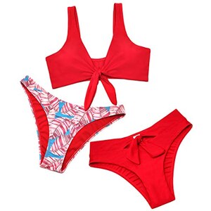 Costume Da Bagno Bimba SHEKINI Due Pezzi - Top Triangolo Regolabile, Motivo Frutta/Leopardo, 6-14 Anni - Foto 7