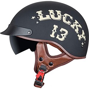 Sebasty Jet E Demi-Jet Caschi Cromwell Casco Moto retrò Casco Moto Jet Certificato ECE Cruiser Chopper Scooter Casco Occhiali Incorporati per Donna E Uomo 11,M