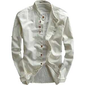 Bellstone Camicia Uomo Maniche Lunghe Colletto Coreano: Eleganza E Comfort In Misto Cotone. Perfetta Per Un Look Casual O Da Festa, Taglia XL Disponibile In Nero. - 3