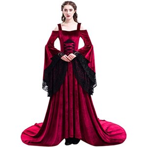 Abito Donna Stile Regency Medievale - Vita Alta, Maniche A Nastro, In Poliestere, Per Rievocazioni - Foto 6