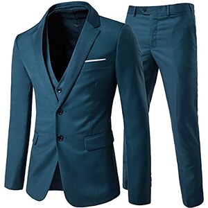 Abito Da Uomo 3 Pezzi Slim Fit | Giacca Un Bottone, Pantaloni E Gilet | Completo Cerimonia E Business