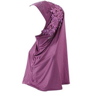 GladThink Donne musulmano Stile lungo Hijab Nero L