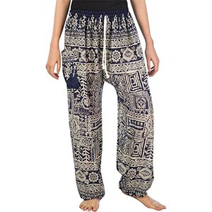 Lofbaz Pantaloni Donna Harem A Vita Alta, Modello Genio Boho, Tessuto Morbidissimo Rayon, Con Coulisse E Tasche, Colore Borgogna, Taglia S, Per Yoga, Spiaggia E Relax