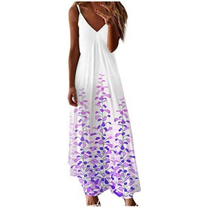 Dislsokrhov Abito estivo da donna, abito estivo, abito da festa, bianco