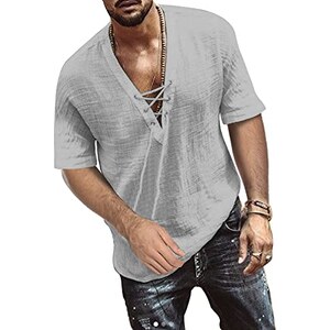 Camicie Casual Da Uomo A Maniche Corte Estive A Maniche Corte Camicia Hippie Estiva Da Spiaggia Camicia Hippie Da Uomo Maglietta Morbida Per Tutti I Giorni 4 Camicie XLT Per Uomo Camicie - Foto 11