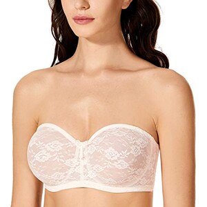 Reggiseno Donna Minimizer Senza Spalline E Senza Ferretto, Pizzo, Taglie C-H