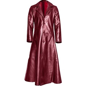 Trench da uomo vintage anni '70 // Giacca a tutta lunghezza foderata con colletto ripiegato a doppio petto in pelle vegana nera - Italia Trench da uomo vintage anni '70 // Giacca a tutta lunghezza foderata con colletto ripiegato a doppio petto in pelle vegana nera - Italia