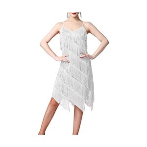 Coucoland Abito Anni '20 Con Nappine, Stile Grande Gatsby, Per Cocktail Party E Travestimenti, Con Paillettes, Taglie Dalla S Alla XL