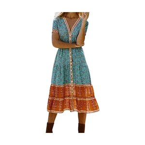 Taglie Forti Donna Boho Lungo Maxi Abito Estate Cami Prendisole - Foto 8