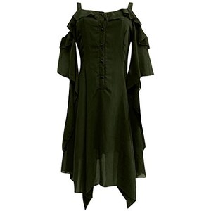 Costume Halloween Gotico Fannyfuny Vestito Vampira Donna Gotico Vintage - Maniche Svasate, Per